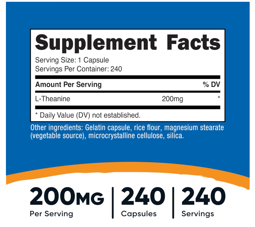 Nutricost L-Theanine 200mg Double Strength 240 Capsules