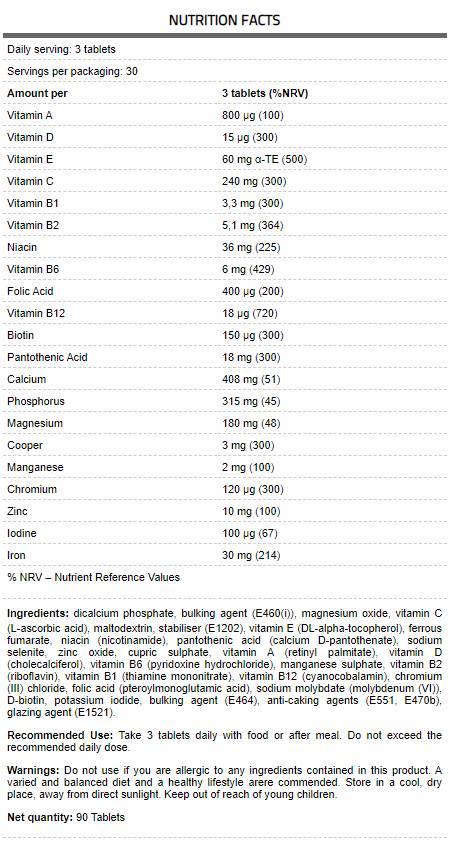 FA Nutrition Core Vita Premium Multivitamin Formula 90 Tablets