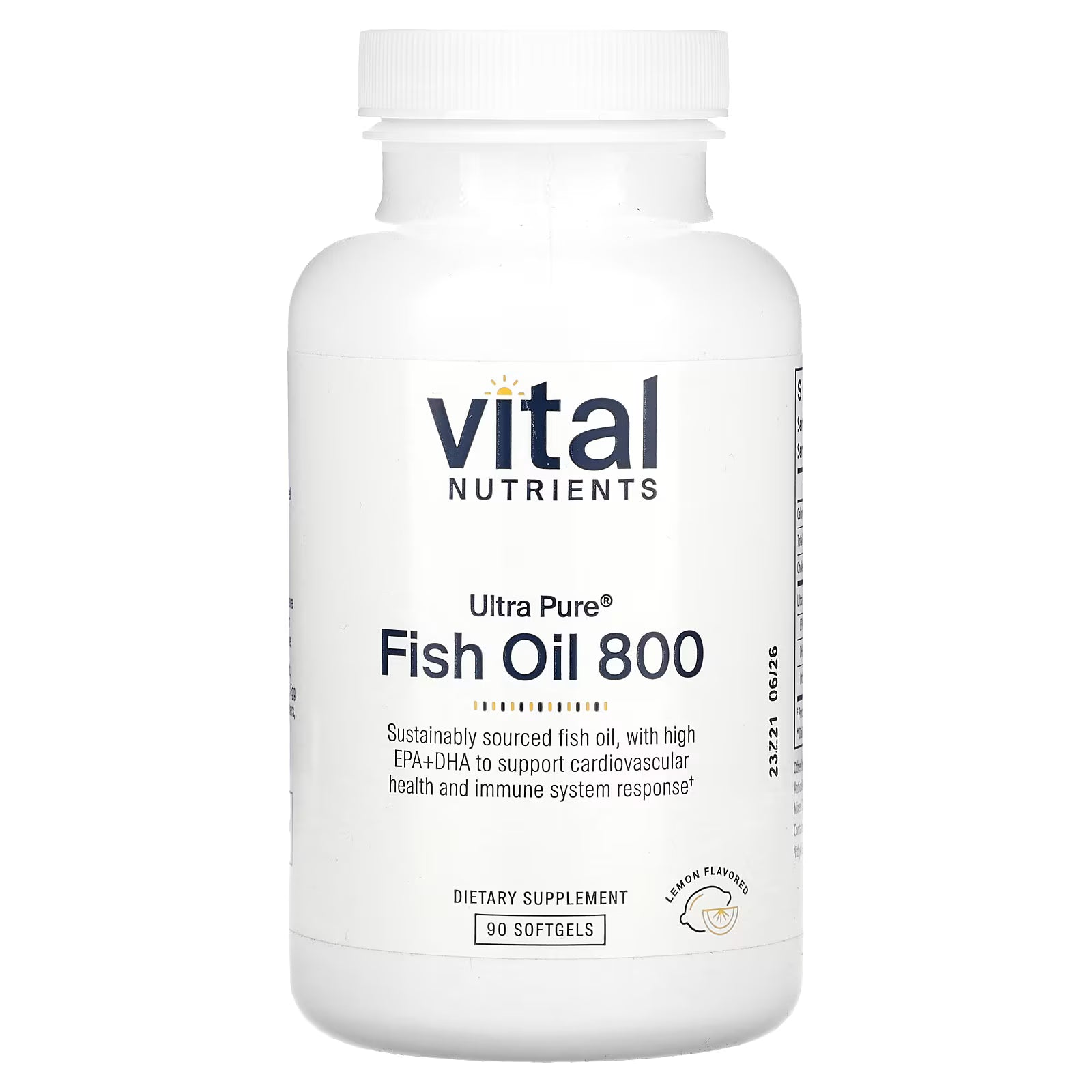Vital Nutrients, Ultra Pure, Fish Oil 800, Lemon, 90 Softgels