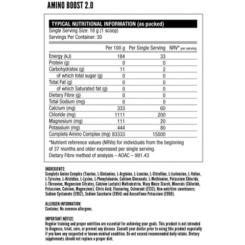 Amino Boost 2.0 Amino & Electrolytes Blend 540g (30 Servings)