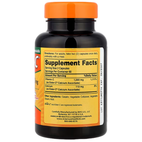 American Health Ester-C® – 120 Capsules | Gentle, Non-Acidic Vitamin C for Immune & Antioxidant Support