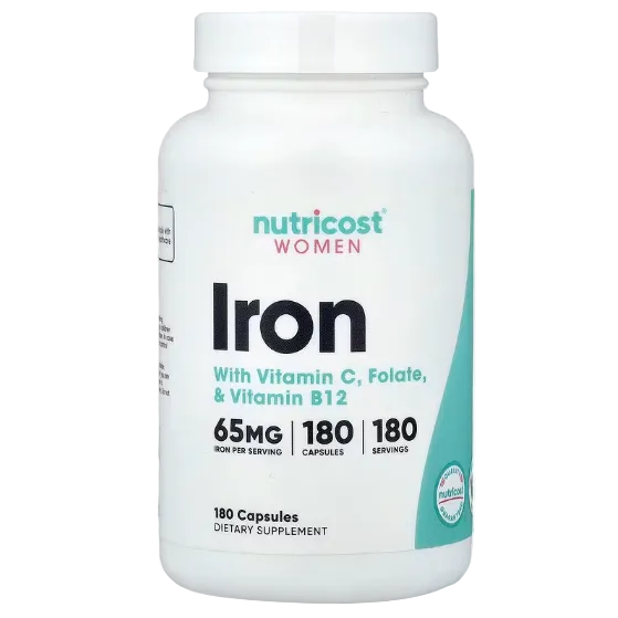 Nutricost, Women, Iron With Vitamin C, Folate, & Vitamin B12, 180 Capsules