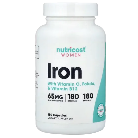 Nutricost, Women, Iron With Vitamin C, Folate, & Vitamin B12, 180 Capsules